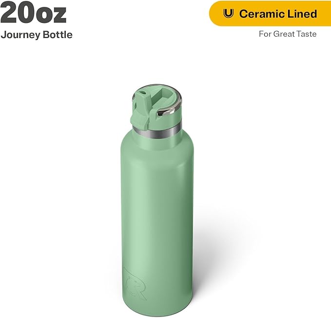 RTIC 20oz Journey Bottle Metal Stainless Steel Vacuum Insulated, BPA Free, Reusable, for Water, Hot and Cold Drinks, Travel, Sports, Camping, Sage