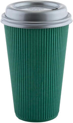 Restaurantware 12 Ounce Double Wall Disposable Coffee Cups, 500 Insulated Forest Green Paper Tumblers with Rolled Rim Design, Lids Sold Separately for Hot Drinks like Tea, Hot Chocolate and More