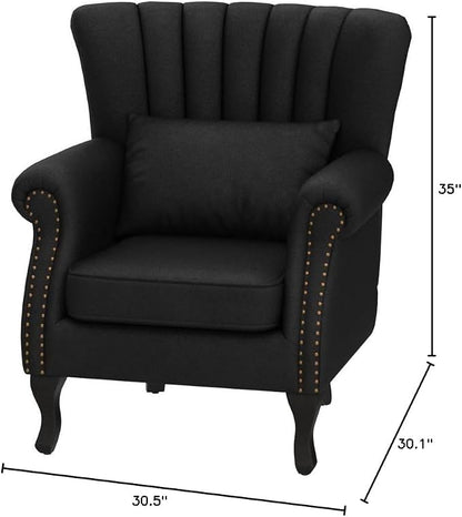 Mid-Century Modern Accent Chair Velvet Armchair Tufted Wingback Santa Club - Image 3