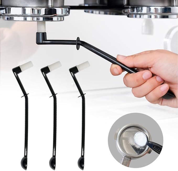 watchget Coffee Machine Cleaning Brush Set, 3 Pieces Espresso Cleaner Brushes with Spoon, Nylon Group Head Espresso Machine Cleaning Tool
