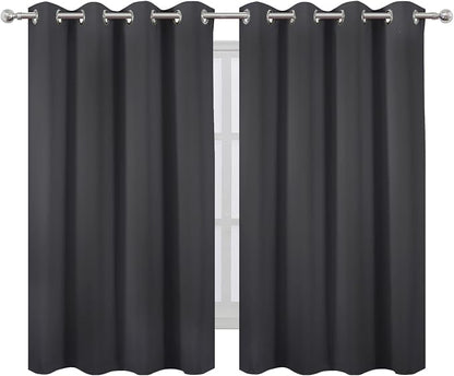 Blackout Curtains 66 x 54 Inch Long Dark Grey Curtains Set of 2 Panels Room - Image 2
