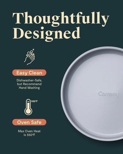 Caraway Non-Stick Ceramic 9” Circle Pan - Naturally Slick Ceramic Coating - Non-Toxic, PTFE & PFOA Free - Perfect for Birthday Cakes, Tartes, & More - Black