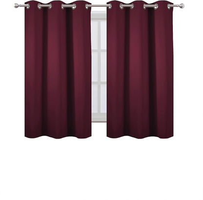 Burgundy Red Blackout Curtains 42 x 54 Inch Length Set of 2 Panels Grommet - Image 2