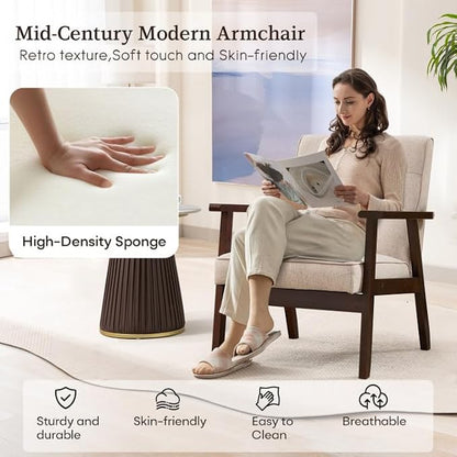 Bonzy Home Fabric Mid-Century Modern Accent Chair Set of 2, Upholstered Armchair - Image 3