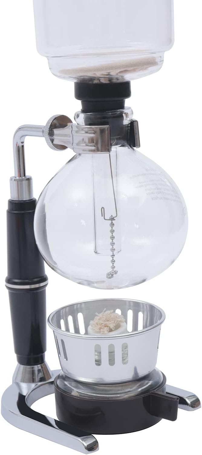 Glass Siphon Coffee Maker, 360ml Tabletop Glass Siphon Pot Glass Syphon Coffee Maker 3 Cups for Coffee Shop|Bar|Home Use, Black