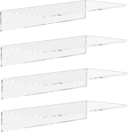 Weiai Clear Acrylic Shelves 12 Inch, Floating Wall Mounted Shelf by Weiai