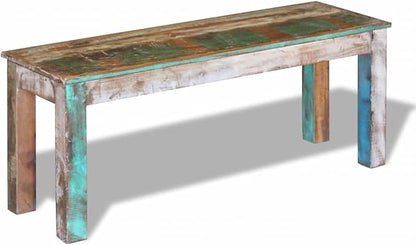 vidaXL Bench Solid Reclaimed Wood Dining Seats Outdoor Home Hall Chair Lounge - Image 6
