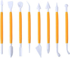 Marshmallow Fondant Cake Decorating Hand Tool 12 Pcs 5 Sets Sugar craft Gum paste Icing Smoother Rolling Pin Trimmer Cutter Embosser Flower Scissor Modelling Accessories Supplies Kit Yellow