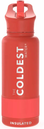 Coldest Insulated Water Bottle with Straw Lid - Stainless Steel Metal Insulated Bottle for Men & Women (Crimson Red, 32 oz)