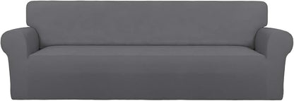 PureFit Stretch Couch Covers for Sofa 4 Seater Slipcovers Gray | 1-Piece Sofa by PureFit