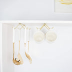 Cabinet Hook Mug Holder - Hanging Coffee Cup Rack for Kitchen, Under Cabinets Metal Hangers Organizer Shelf Storage Utensil (Gold)