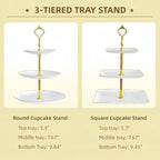 RAUVOLFIA 5 Pcs Dessert Table Stand Set - 2 X 3 Tier Plastic Cupcake Display Stands Cookie Tray Rack Serving Tower & 3 Pcs Trays for Wedding Baby Shower Tea Party