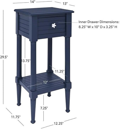BOWERY HILL Modern Wood Accent Side Table, Starfish Knob, Coastal Style - Image 3