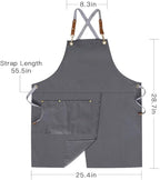 Mignongirl Crossback Apron with Pockets x2,Split Apron with Adjustable Straps,M-XXL