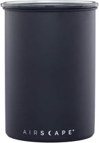 AirScape Planetary Design Stainless Steel Coffee Canister | Food Storage Container | US Patented Inner Plunger Lid REMOVES Excess Oxygen | Don't Buy airtight, Buy AIR-Less | (Medium, Matte Black)
