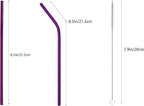 10 Pcs Stainless Steel Straws, Reusable Drinking Straws, 5 Straight + 5 Bent Metal Straws Set With 2 Pcs Cleaning Brushes (Purple, 8.5 Inch)