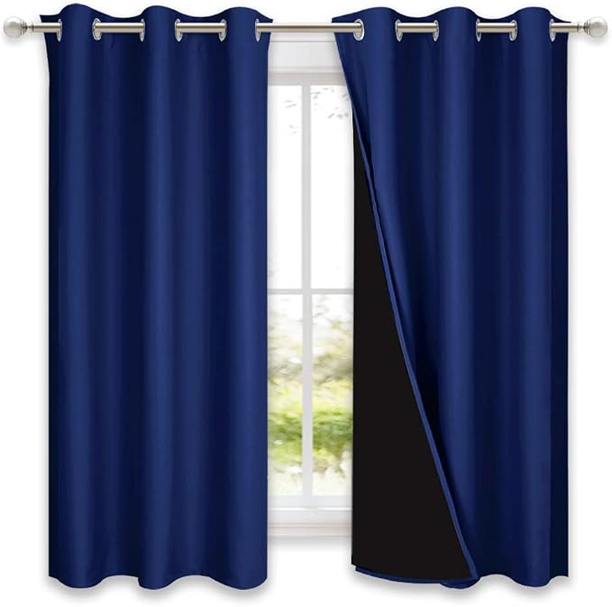 NICETOWN 100% Blackout Curtain Panels, Thermal Insulated Black Liner Curtains by NICETOWN