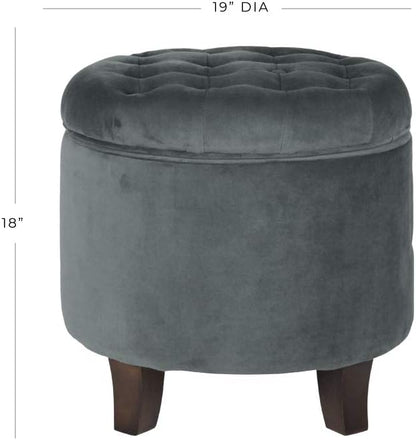 Homepop Home Decor | Upholstered Round Velvet Tufted Foot Rest Ottoman | Ottoman - Image 3