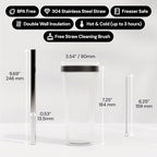 Dodoko Reusable Boba Cup and Straw Boba Tea Cup Bubble Tea Cup Reusable Iced Coffee Cup Cold Coffee Cup Smoothie Cup with Lid and Straw Smoothie Cup to go Smoothie Tumbler 17 oz - Night Black