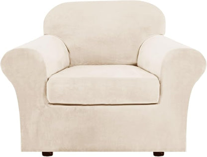 H.VERSAILTEX Rich Velvet Stretch 2 Piece Cover Chair Slipcover Sofa Cover by HVERSAILTEX