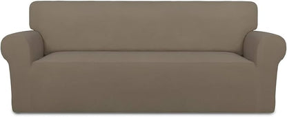 PureFit Stretch Oversized Couch Covers Fleece Sofa Slipcovers Natural | 1-Piece by PureFit