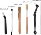 DXary 5 Pieces Coffee Brush Set Professional Espresso Brush Kit Include Wooden Coffee Grinder Machine Cleaning Brush and Nylon Espresso Brush for Coffee Machine Group Head (5)