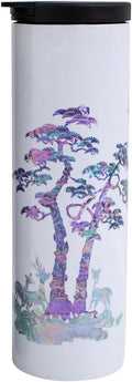 Mother of Pearl Design Stainless Steel Water Bottle 17 oz Leakproof Screw Cap Wide Mouth Double Wall Vacuum Insulated Travel Sport Water Flask Thermo Mug (Deer Pine White)