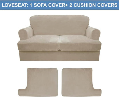 CUCRAF T Cushion Sofa Cover 3 Piece Loveseat Slipcovers, Soft Thick Velvet - Image 5
