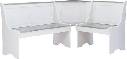 Linon Jackie Two Tone Pine Wood Coastal Corner Dining Nook in Graywash/White - Image 5