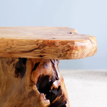 13.8" Cedar Stump Stool, Natural Wooden Side Table, Plant Stool, Live Edge - Image 6