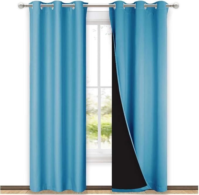 NICETOWN Teal Blue Full Shade Curtain Panels, Pair of Thermal Insulated & by NICETOWN