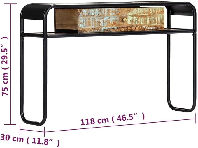 YAFF Console Table 46.5"x11.8"x29.5" Solid Reclaimed Wood - Image 2