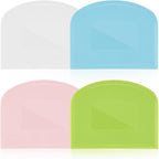 4 Pieces Food Scraper, Flexible Dough Scraper, Dough Scraper for Sourdough, Multifunctional Kitchen Scraper Tool, Baking Scraper, Bread Dough Cutter, Cake Smoother for Icing (White, Green, Blue, Pink)