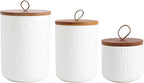 Kitchen Canisters for Countertop, Ceramic Coffee Canisters with Airtight Lids Food Storage Jars Sugar Container for Kitchen Counter Tea, Coffee Beans, Spice (#001White-Set of 3)