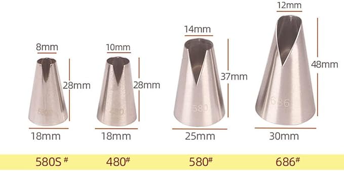 St. Honore Piping Tips,V-shaped wave Pastry Tips Cake Decorating Nozzles Tips Piping Kit for Pastry Cupcakes Cakes Cookies,4 Pcs