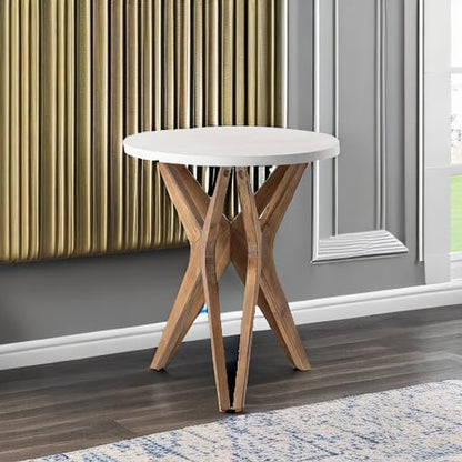 Pedestal Farmhouse End Table, Distressed Top - Image 5