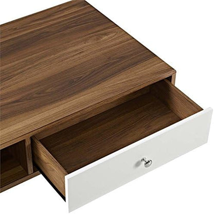 Modway Transmit Mid-Century Coffee Table, Walnut White - Image 7