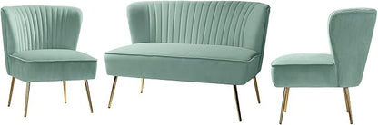 HULALA HOME 3 Piece Velvet Living Room Furniture Set, Modern Comfy Upholstered - Image 3