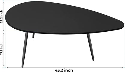 SAYGOER Black Small Coffee Table Modern Oval Coffee Tables Retro Center Table - Image 3