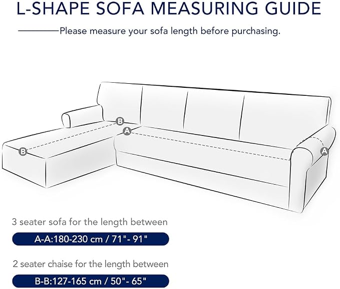 PureFit Stretch Sectional Couch Covers 2 pcs Non Slip L Shape Sofa Cover | - Image 6