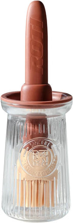Oil Dispenser with Brush - Glass Olive Oil Dispenser for Kitchen, 3 IN 1 Oil Dispenser Bottle with Silicone Basting Brush for Cooking Vinegar Sauce BBQ Grill Frying (Brown)