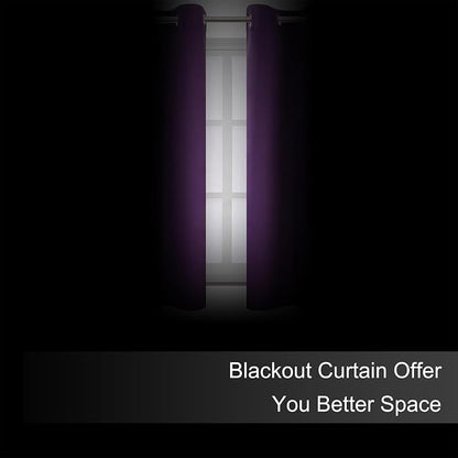Purple Blackout Curtains 42 x 54 Inch Length Set of 2 Panels Grommet Bedroom - Image 3