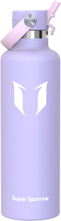 Super Sparrow Insulated Water Bottle - 17 Oz / 25 Oz / 32 Oz - Standard Mouth FlipFlow Flask - BPA Free, Leak Proof Drink Bottle- Ergonomic Straw Water Bottles for Work, Gym, Travel, Sports