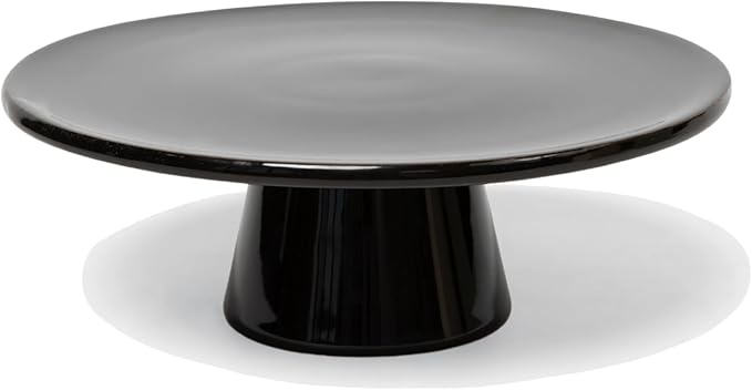 The Cake Stand -10" Ceramic Pedestal Cake Stand with Gloss Finish - Modern Display for Cakes, Cupcakes, Cookies & More - Perfect for Weddings, Birthdays & Baby Showers (Black)