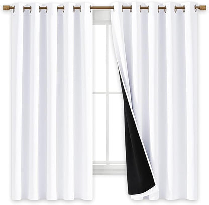 NICETOWN White 100% Blackout Lined Curtains, 2 Thick Layers Completely Blackout - Image 3