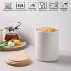 Sweejar Kitchen Canisters Ceramic Food Storage Jar, Stackable Containers with Airtight Seal Wooden Lid for Serving Coffee Bean, Flour, Tea, Cookies and More - 73 Fl Oz(White)