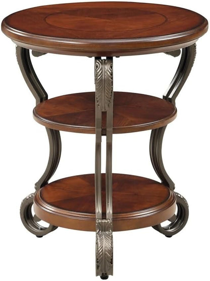 Traditional Style Brown Cherry 1pc Sofa Table Open Bottom Shelf Ornate Design - Image 3