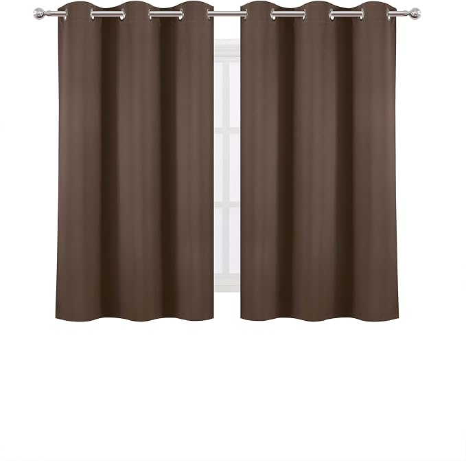 Chocolate Brown Blackout Curtains 42 x 54 Inch Length Set of 2 Panels Grommet - Image 2