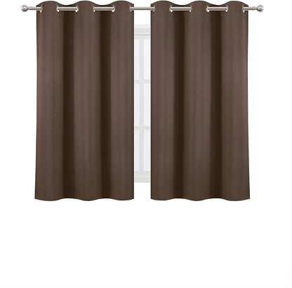 Chocolate Brown Blackout Curtains 42 x 54 Inch Length Set of 2 Panels Grommet - Image 2