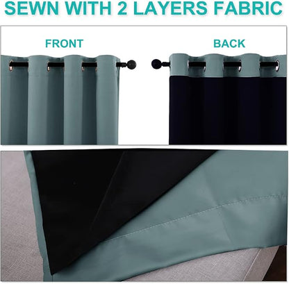 NICETOWN Aqua 100% Blackout Curtains 45 inches Long, 2 Thick Layers Completely - Image 5